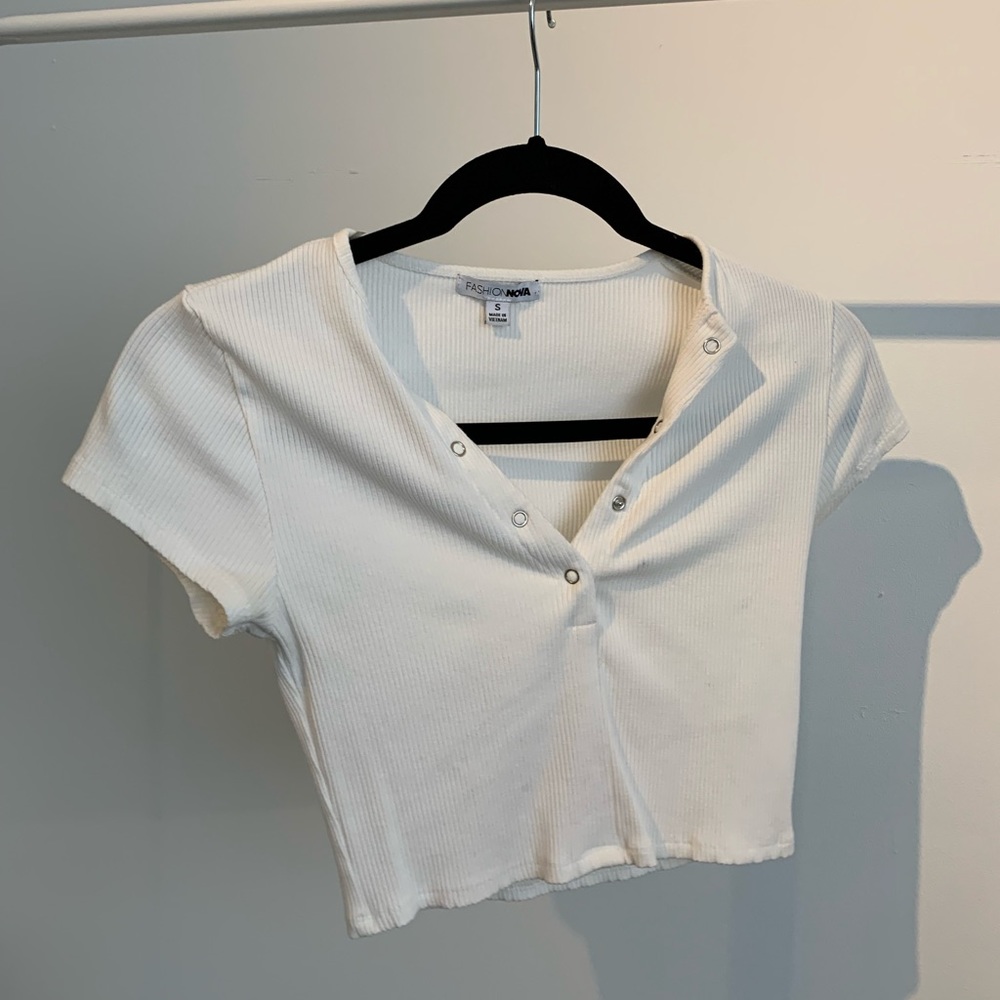 White Fashion Nova Button up top
